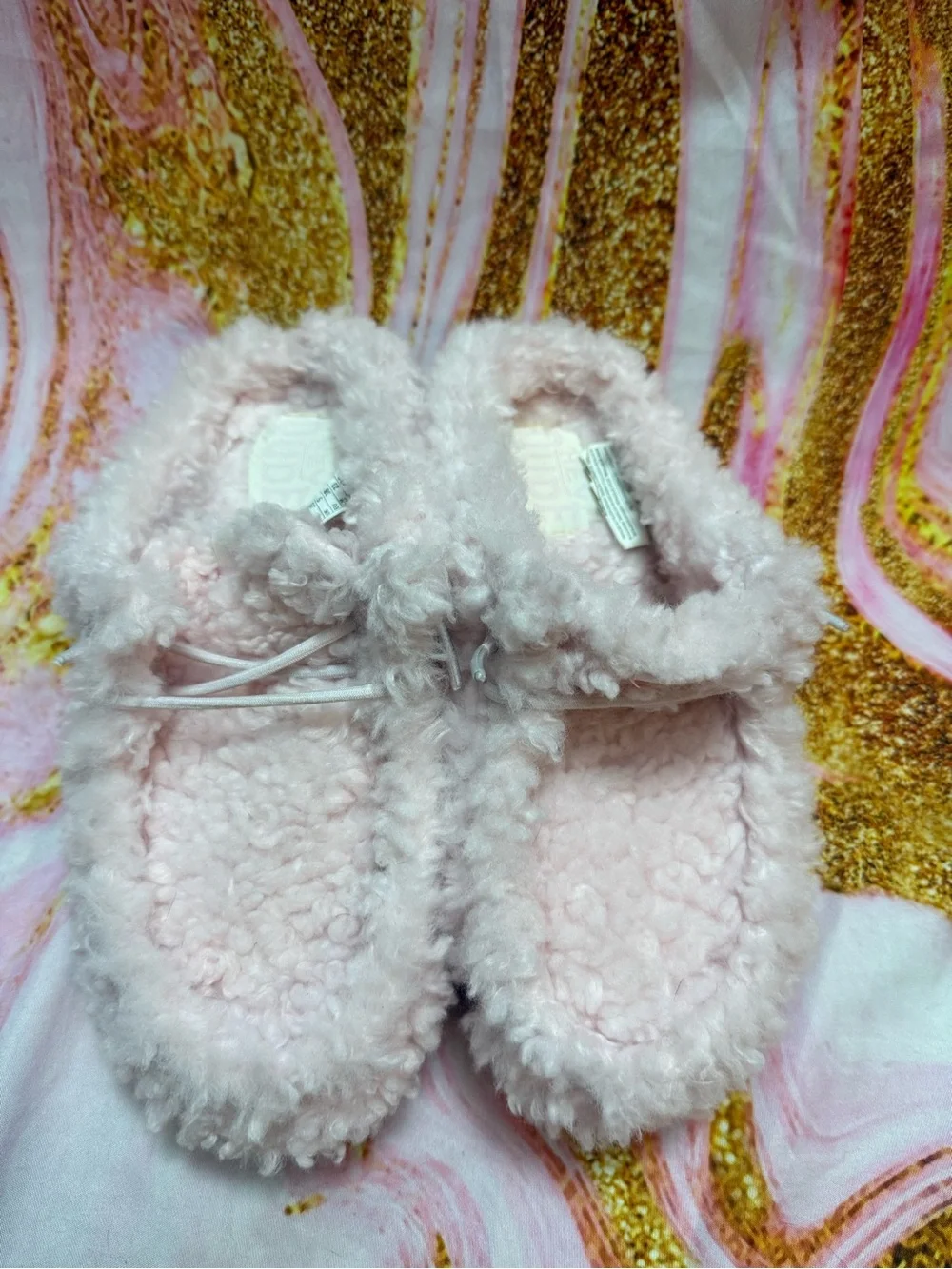 Hey Dude Kids Pink Faux-Shearling Slip-On Slippers